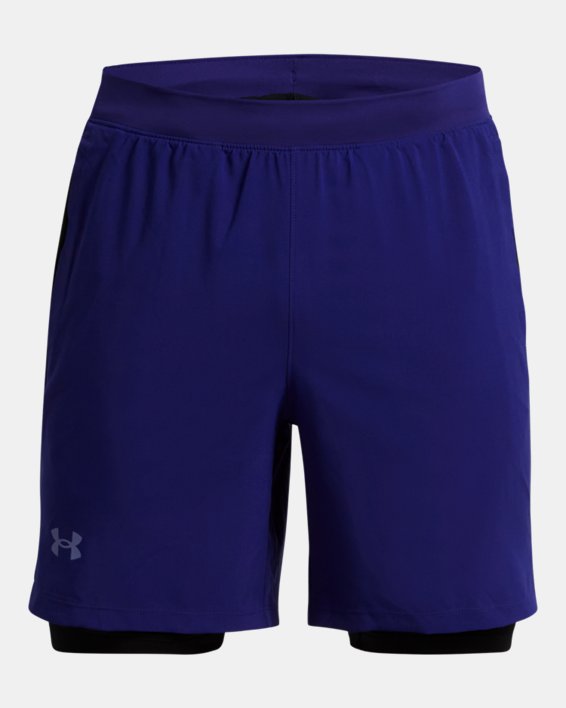 Men's UA Launch Run 2-in-1 Shorts, Blue, pdpMainDesktop image number 4